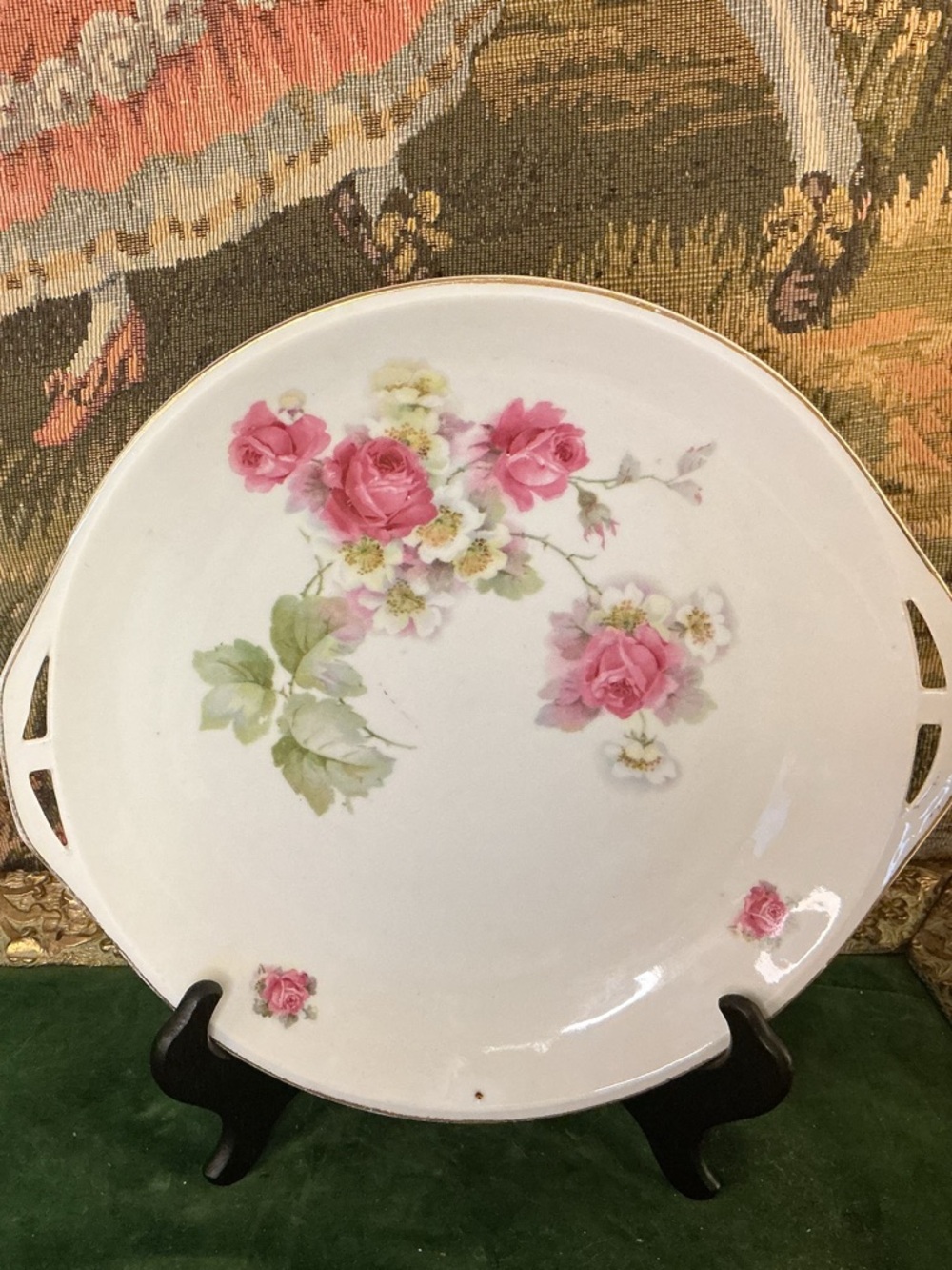 Germany Porcelain Pink Rose Serving Platter - Decorative Floral Plate